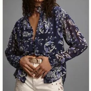 Women's Blue Patterned Top